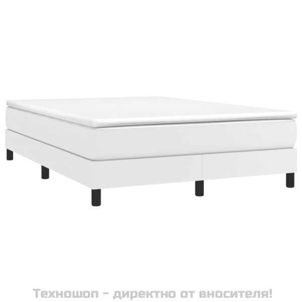 Рамка за легло с пружини бяла 140x200 см изкуствена кожа