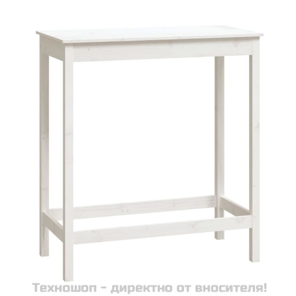Бар маса, бяла, 100x50x110 см, борово дърво масив