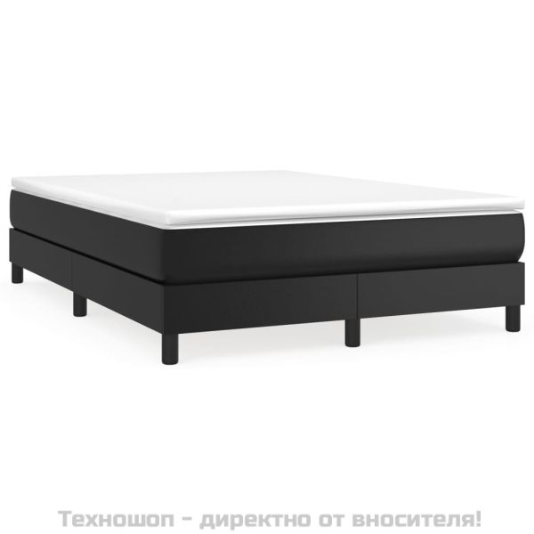 Боксспринг легло с матрак, черно, 140x200 см, изкуствена кожа