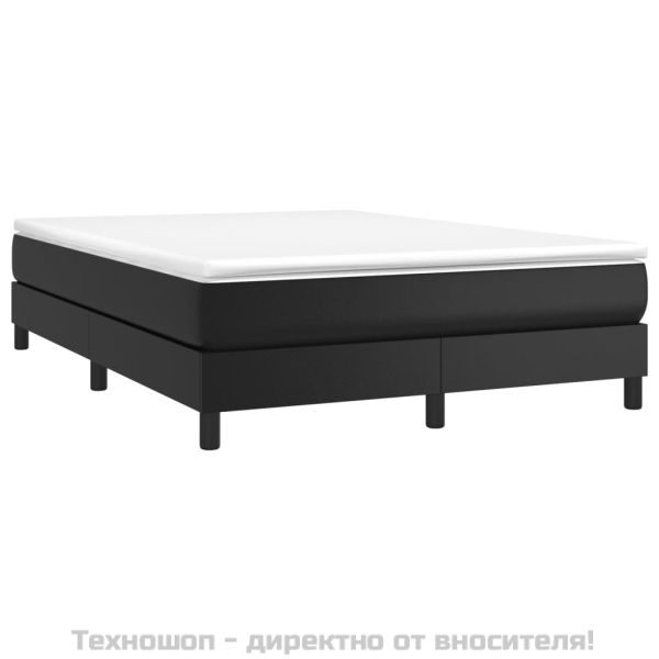 Боксспринг легло с матрак, черно, 140x200 см, изкуствена кожа
