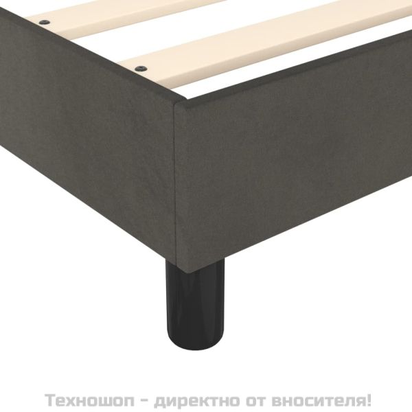 Боксспринг легло с матрак, тъмносив, 90x190 см, кадифе