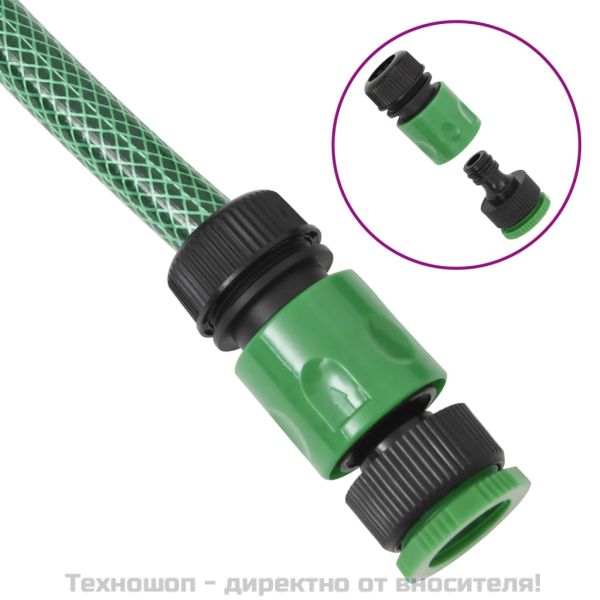 Градински маркуч с монтажен комплект, зелен, 0,75", 30 м, PVC