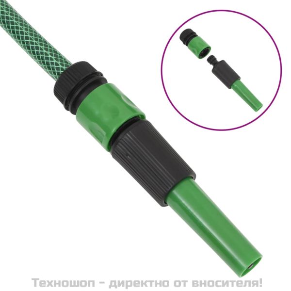 Градински маркуч с монтажен комплект, зелен, 0,75", 30 м, PVC