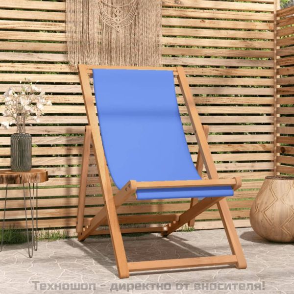 Стол за веранда, тиково дърво, 56х105х96 см, син