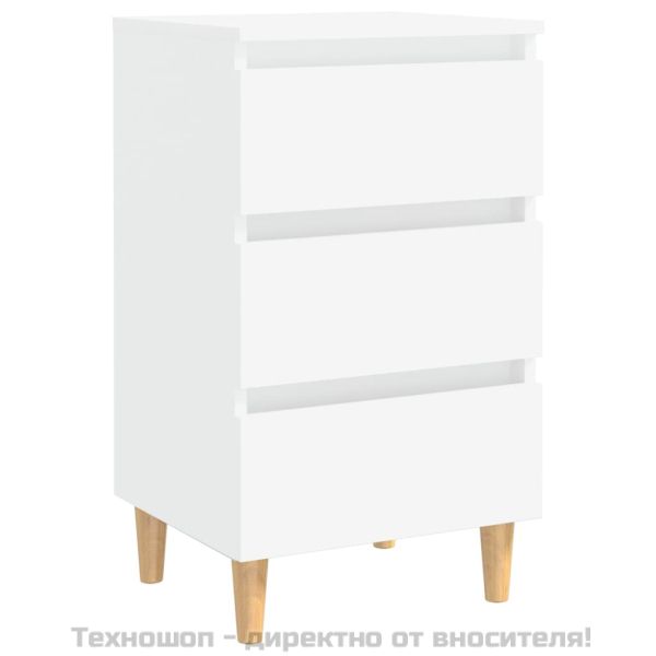 Нощни шкафчета с крака от дърво масив, бели, 40x35x69 см