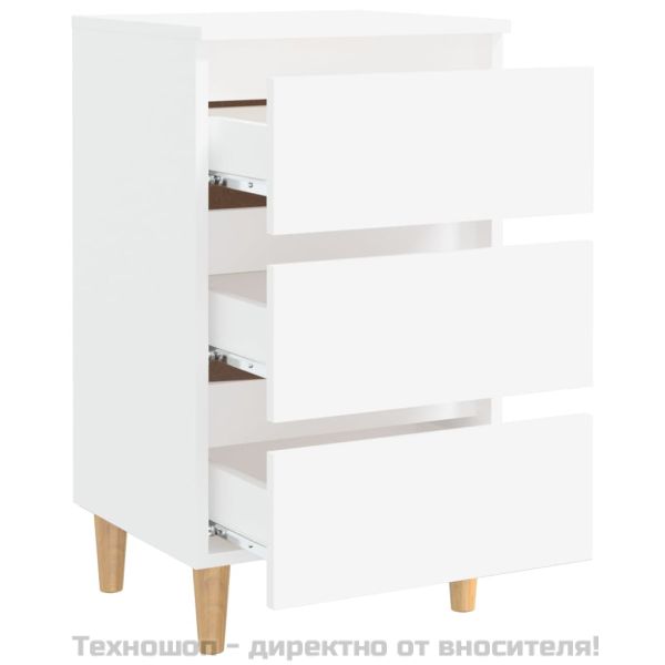 Нощни шкафчета с крака от дърво масив, бели, 40x35x69 см