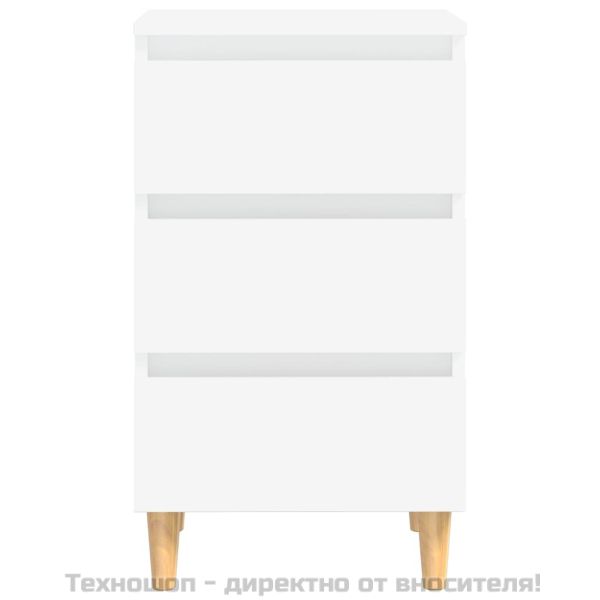 Нощни шкафчета с крака от дърво масив, бели, 40x35x69 см