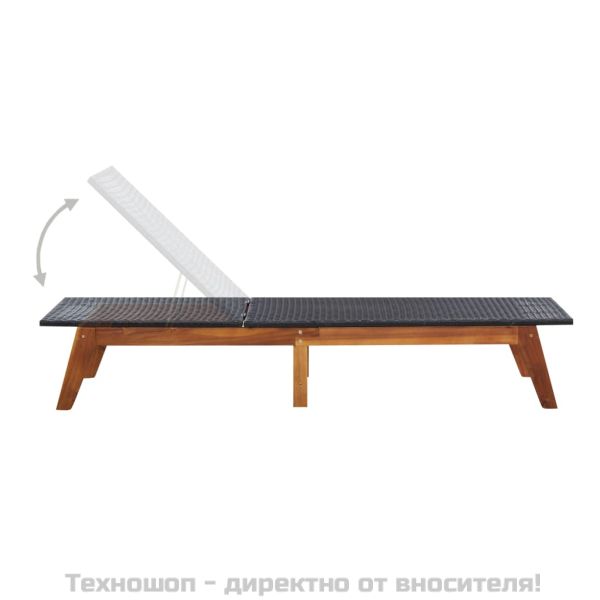 Шезлонг с възглавница, полиратан и акациево дърво масив