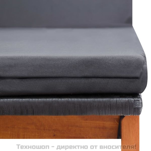 Шезлонг с възглавница, полиратан и акациево дърво масив