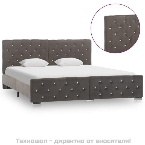 Рамка за легло сива кадифе 160x200 см