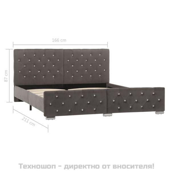 Рамка за легло сива кадифе 160x200 см
