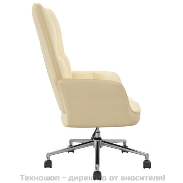 Релакс стол, кремаво-бял, кадифе