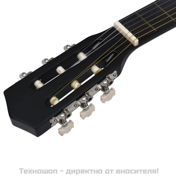 Класическа китара за начинаещи и деца с калъф, черна, 1/2, 34"