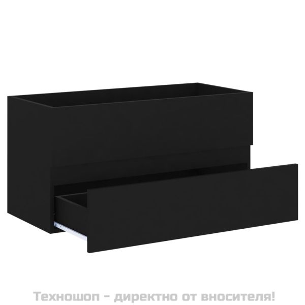 Долен шкаф за мивка, черен, 90x38,5x45 см, инженерно дърво