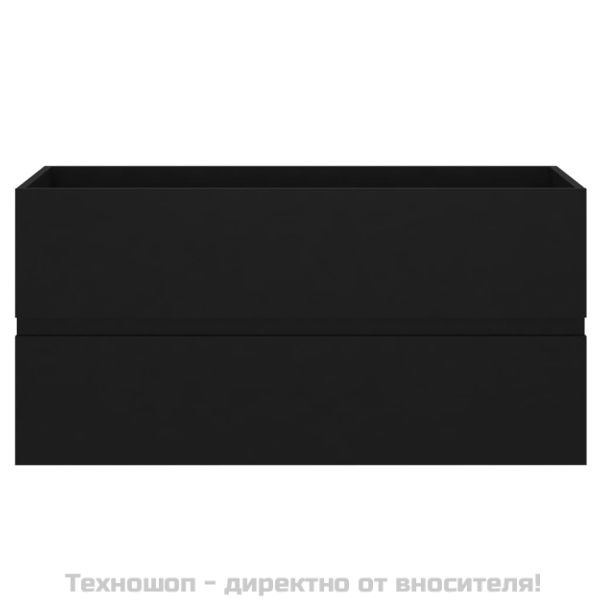 Долен шкаф за мивка, черен, 90x38,5x45 см, инженерно дърво