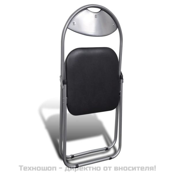 Сгъваеми трапезни столове 6 бр черни изкуствена кожа и стомана