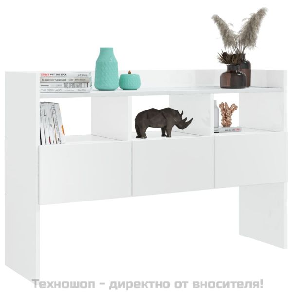Бюфет, бял гланц, 105x30x70 см, инженерно дърво