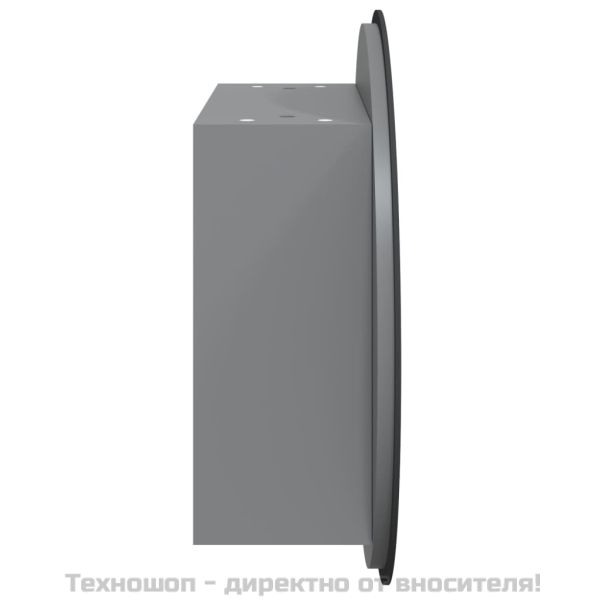 Шкаф за баня с кръгло огледало и LED, сив, 47x47x17,5 см