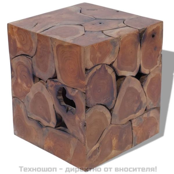 Табуретка, кафява, 40x40x45 см, тиково дърво масив