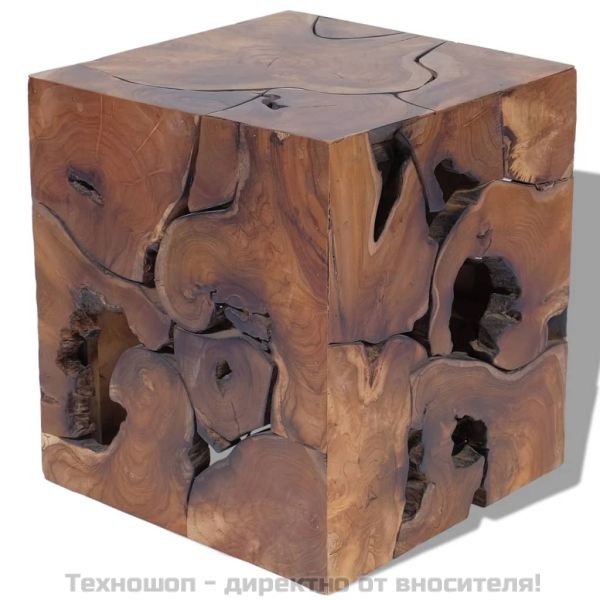 Табуретка, кафява, 40x40x45 см, тиково дърво масив