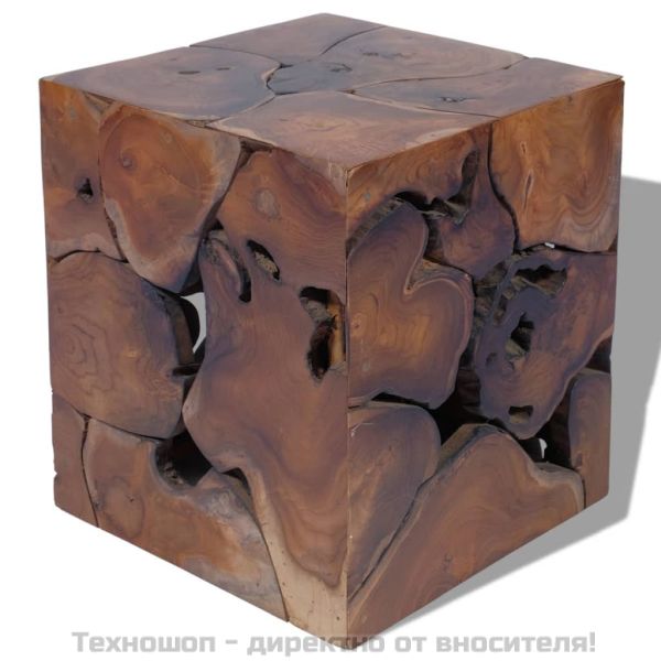 Табуретка, кафява, 40x40x45 см, тиково дърво масив