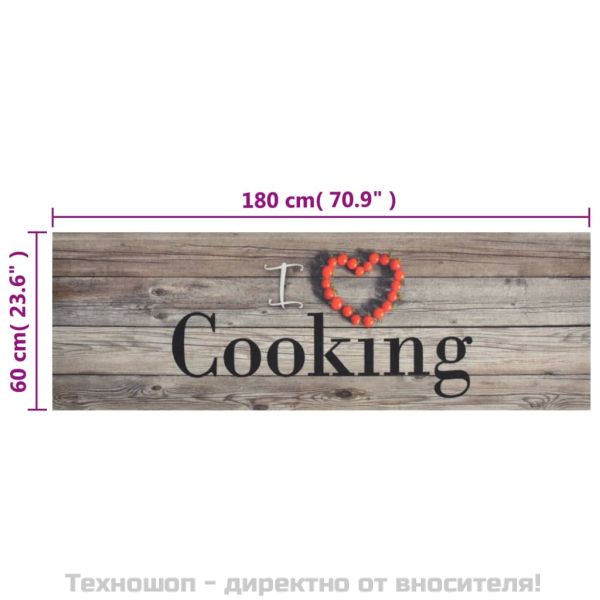 Кухненско килимче, миещо, Cooking, сиво, 60x180 см, кадифе