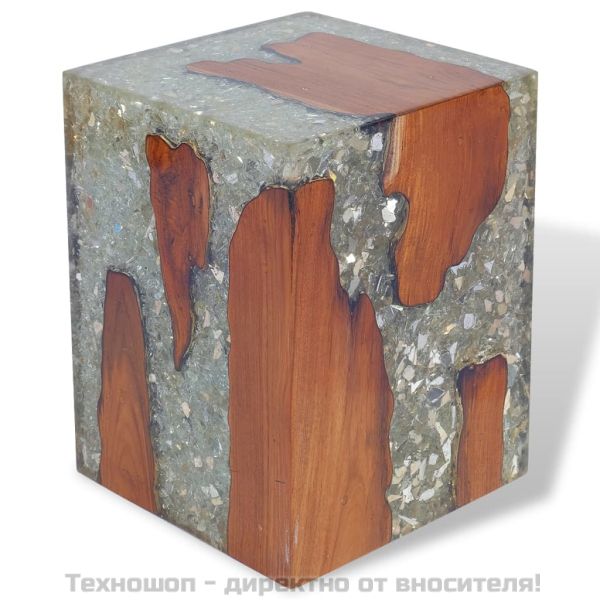 Табуретка, тиково дърво масив и смола