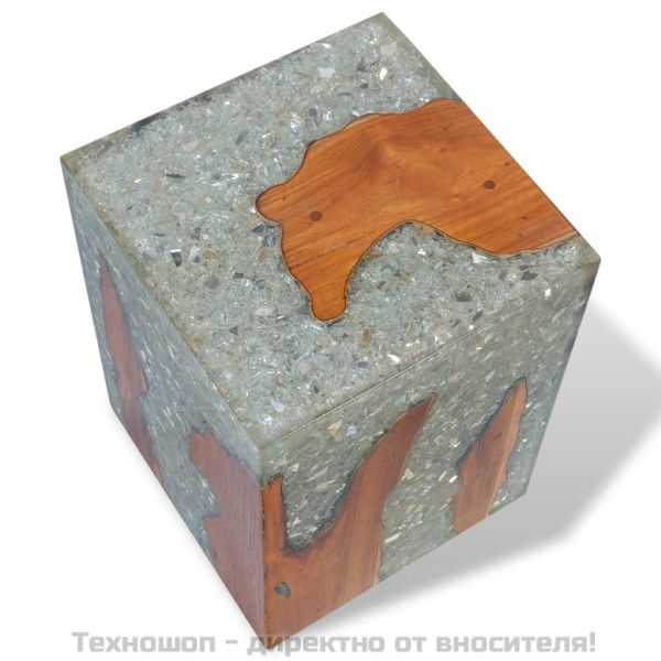 Табуретка, тиково дърво масив и смола