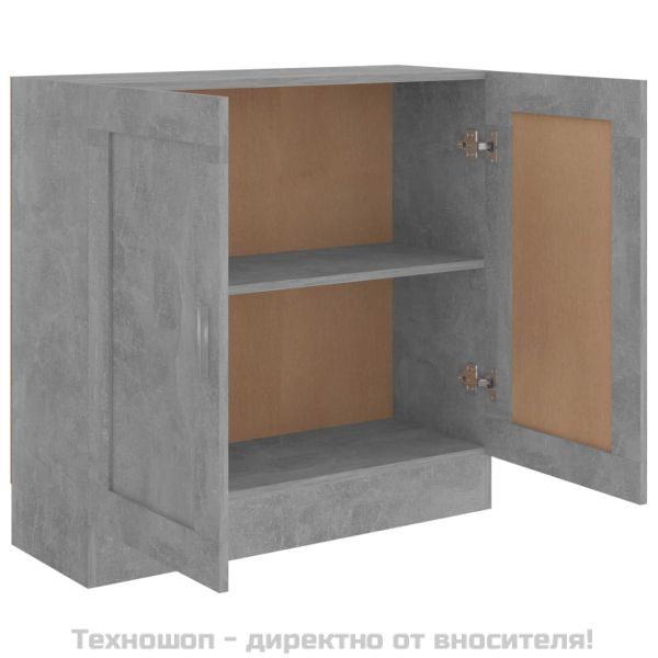 Шкаф за книги, бетонно сив, 82,5x30,5x80 см, инженерно дърво