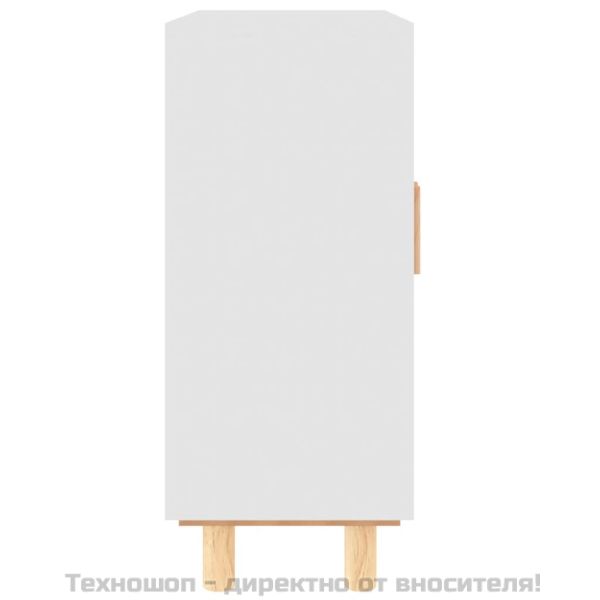 Бюфет, бял, 60x30x70 см, бор масив и естествен ратан