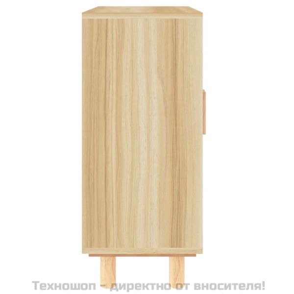 Сайдборд, кафяв, 60x30x70 см, бор масив и естествен ратан