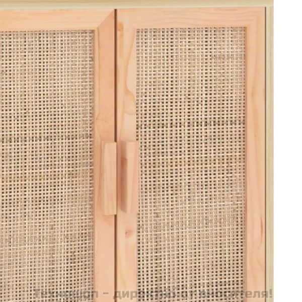 Сайдборд, кафяв, 60x30x70 см, бор масив и естествен ратан