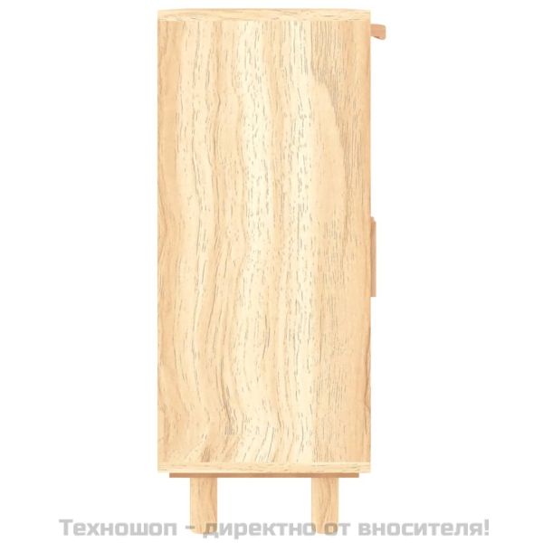 Сайдборд, кафяв, 60x30x75 см, бор масив и естествен ратан
