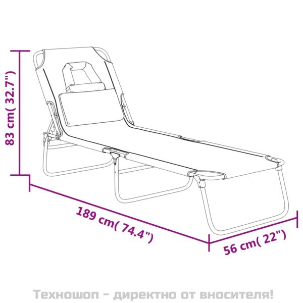 Сгъваем шезлонг червен плат Оксфорд и стомана с прахова боя