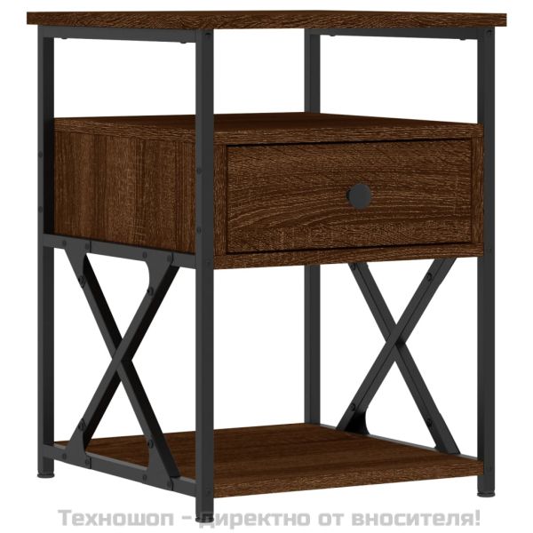 Нощно шкафче, кафяв дъб, 40x42x55 см, инженерно дърво