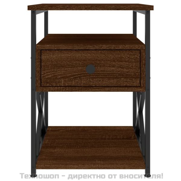 Нощно шкафче, кафяв дъб, 40x42x55 см, инженерно дърво