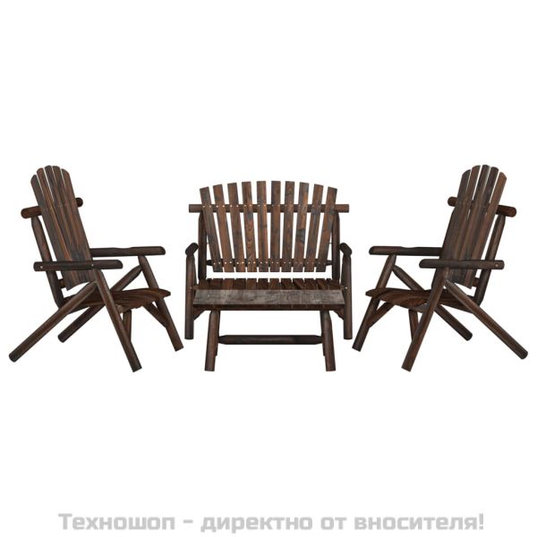 Градински лаундж комплект от 4 части, масивно дърво смърч