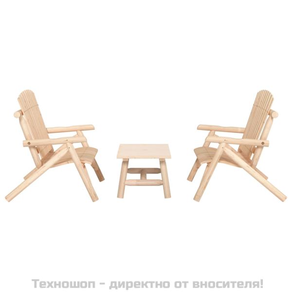 Градински лаундж комплект от 3 части, масивно дърво смърч