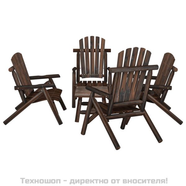 Градински лаундж комплект от 5 части, масивно дърво смърч