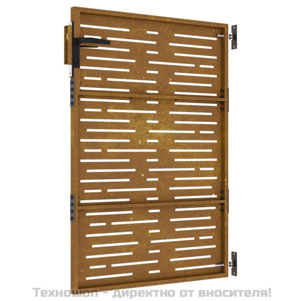 Градинска порта 85x125 см, кортенова стомана, квадратен дизайн