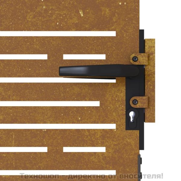 Градинска порта 85x125 см, кортенова стомана, квадратен дизайн