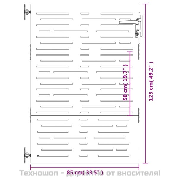 Градинска порта 85x125 см, кортенова стомана, квадратен дизайн