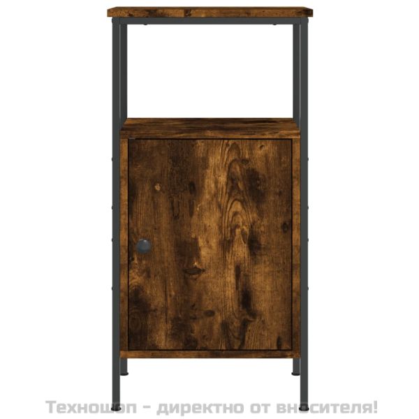Нощно шкафче, опушен дъб, 41x31x80 см, инженерно дърво