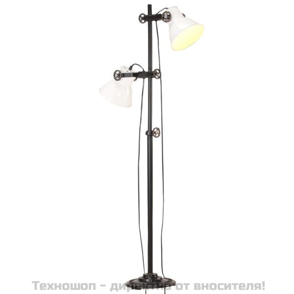 Подова лампа с 2 абажура, бяла, E27, чугун