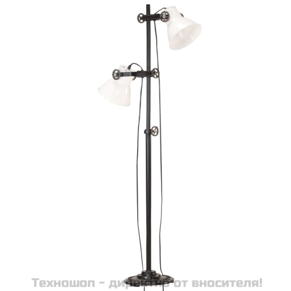 Подова лампа с 2 абажура, бяла, E27, чугун