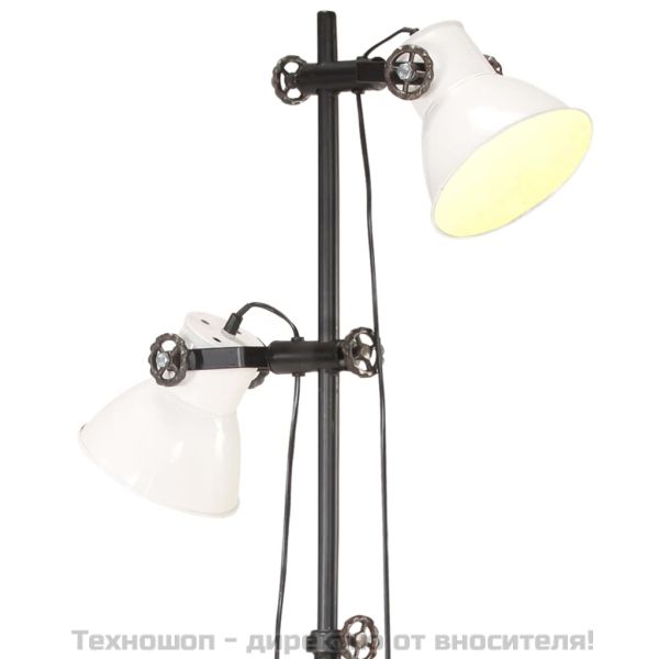 Подова лампа с 2 абажура, бяла, E27, чугун