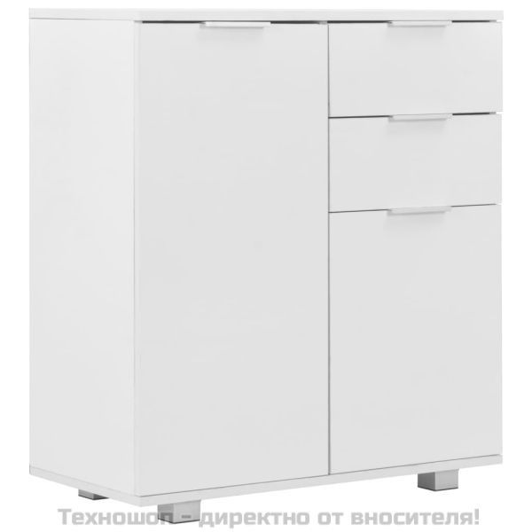 Бюфет, бяло със силен гланц, 71x35x80 см, инженерно дърво