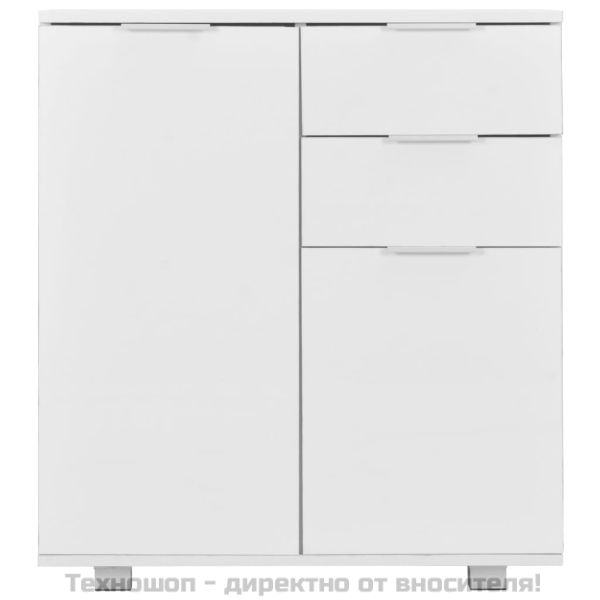 Бюфет, бяло със силен гланц, 71x35x80 см, инженерно дърво