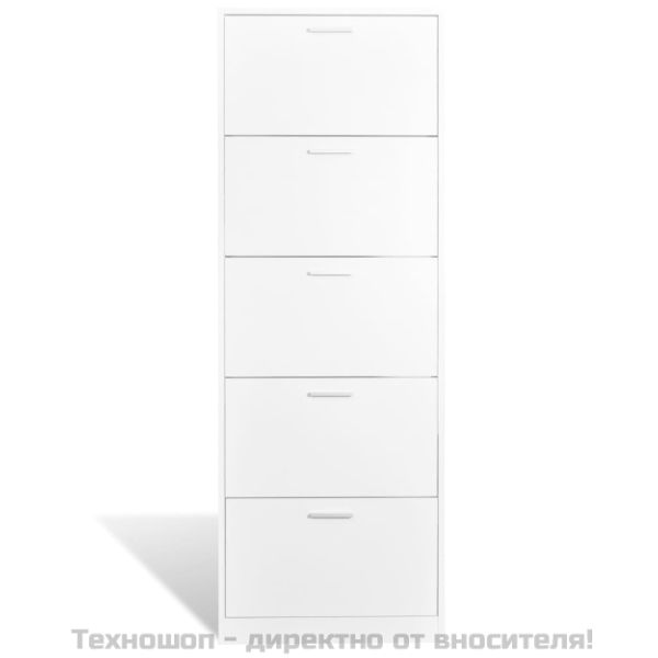 Бял дървен шкаф за обувки с 5 отделения
