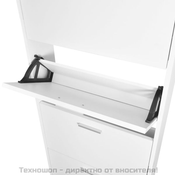 Бял дървен шкаф за обувки с 5 отделения